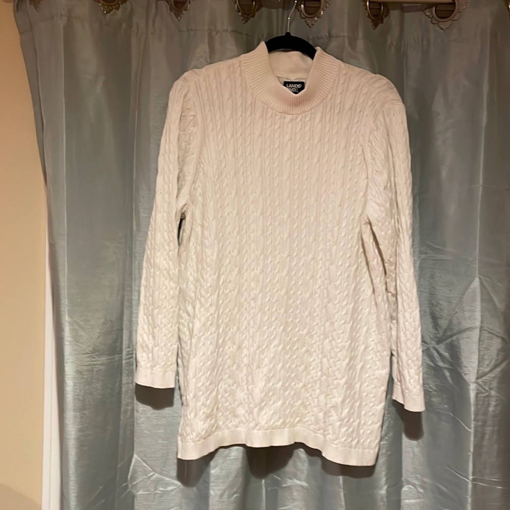 Lands End mock neck, cable knit sweater. Size 2x (20w-22w)
